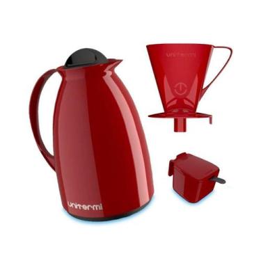 Imagem de Garrafa termica acucareiro e coador unitermi, VERMELHO