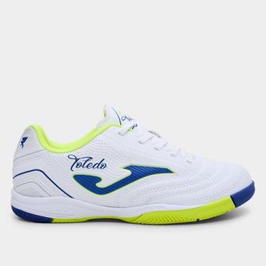 Imagem de Chuteira Infantil Futsal Joma Toledo, Branco, Azul, 36