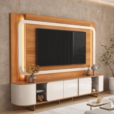 Imagem de Estante Home Atlanta para TV até 75 com LED Cantos Arredondados e Pés 