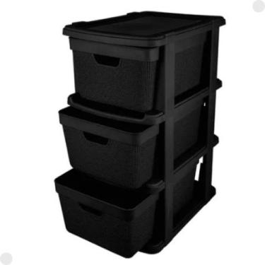 Imagem de Gaveteiro De Chão Juta Com 3 Gavetas De 15 L Preto Multiuso 3287 - Jag