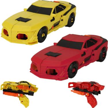 Imagem de Carrinho de Brinquedo Mega City Carrinho 2 em 1 Transformação com Lança Dardos Integrado Cores Sortidas BBR Toys