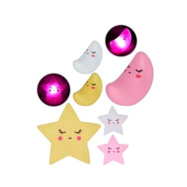 Imagem de Abajur Lua e Estrela Kit 2 Luminária Infantil Baby Mesa Decoração - Ar