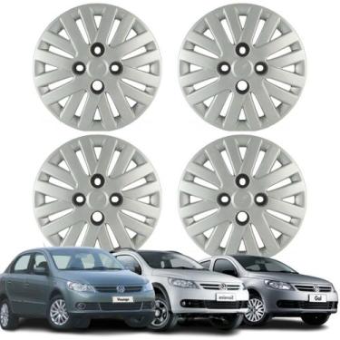 Imagem de Jogo Calota Aro 13 VW Gol Voyage Saveiro 2009-2011 Cubo Alto Prata - G