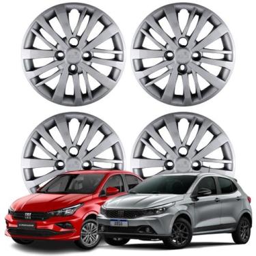 Imagem de Jogo Calota Aro 14 Fiat Argo / Cronos 2023 Cubo Baixo Prata 299CB-PTA-
