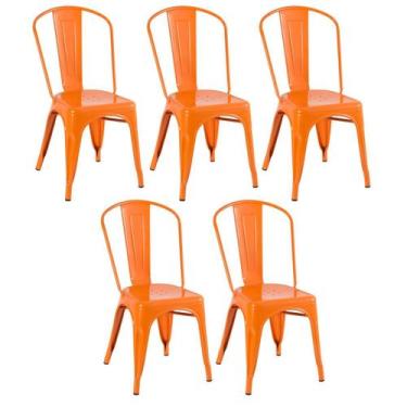 Imagem de Kit 5 Cadeiras Laráz Iron Tolix industrial - Laranja - Laraz