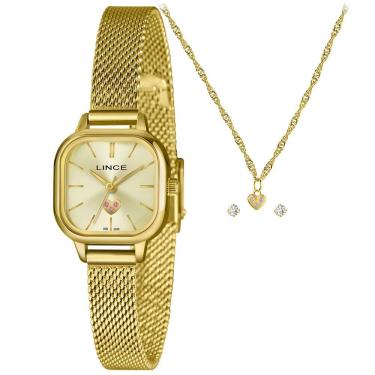 Imagem de Relógio LINCE feminino kit dourado LQGM078L23 K0L5C1KX