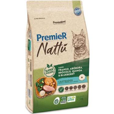 Imagem de Ração Premier Nattu Gatos Castrados Frango/Abóbora 7,5Kg