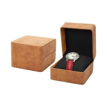 Imagem de Caixa De Relógio De Luxo Para Homens Em Couro Com Tampa Flip Top, Orga