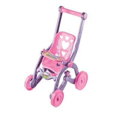 Imagem de Brinquedo Carrinho Boneca Baby Princesas  Florzinha Brinquemix, Rosa e