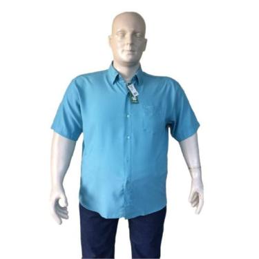 Imagem de Camisa PLUS SIZE Social manga curta 1600 masculina Passa fácil - Wlsa,