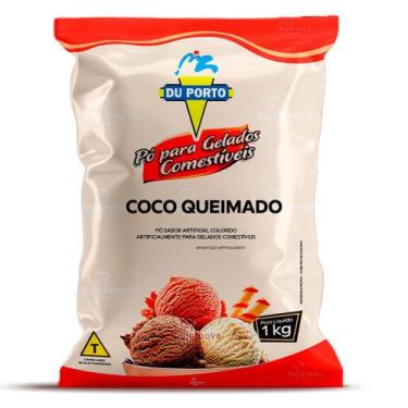 Imagem de Pó para Gelados Comestíveis Du Porto Sabor Coco Queimado 1kg