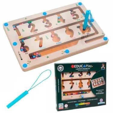 Imagem de Educa Play Labirinto Magnético Brinquedo Educativo De Madeira Com Cane