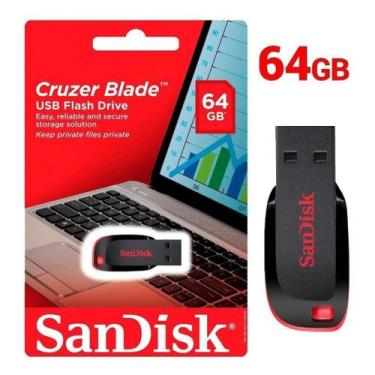Imagem de Pen Drive SanDisk Cruzer Blade 64GB 2.0 Preto e Vermelho