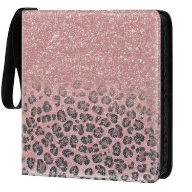 Imagem de Álbum para Cartas RCZCORN 900 Bolsos 50 Capas Rosa Estampa de Leopardo
