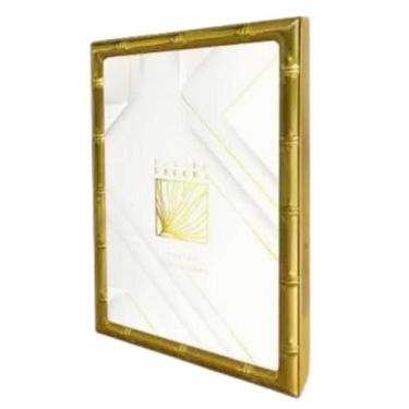 Imagem de Porta Retrato Para Fotos 13x18cm Aço Escovado Dourado Modelo Bambu - R