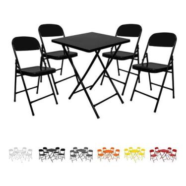 Imagem de Jogo Conjunto De Mesa C/ 4 Cadeiras Dobráveis Bar Lanchonete Restauran