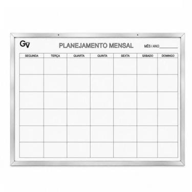 Imagem de Quadro Branco Slim Planejamento Mensal 90 x 60 cm Moldura Alumínio Gv 