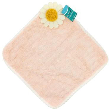Imagem de Toalha de Mão Toalha Bate Mão Flor 30CM X 30CM 100% Poliéster 30g-m2 Macia e Absorvente Rosa Kehome