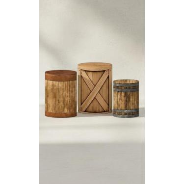 Imagem de Trio Capas Cilindro 3D Festa Madeira Celeiro Sublimado - Congratulatio
