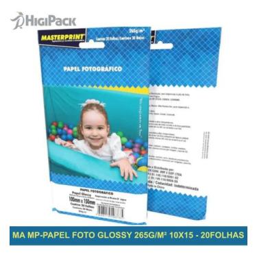 Imagem de Papel Fotográfico 10x15 Cm Masterprint A6 Glossy 20 Fls 265g - Branco 