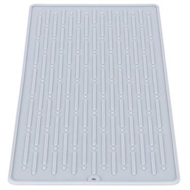 Imagem de Tapete de secagem de silicone, almofada de silicone antiderrapante de 2 furos, máquina de lavar louça segura para cozinha limpeza rápida garrafas de refrigerante de(Tapete de ralo de três furos)
