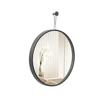 Imagem de Espelho Decorativo Short Strip Preto Alça Corrente 50 cm Redondo Preto, 50 cm