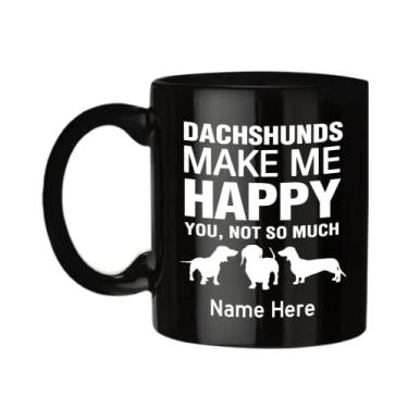 Imagem de Caneca de Dachshund personalizada - Dachshunds Make Me Happy - Presentes de Dachshunds Customaized - de Natal Dachshunds - Caneca de café de 325 ml