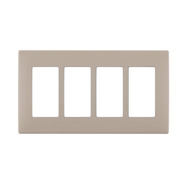 Imagem de Leviton REWP4-CA Renu Four-Gang Placa de parede de encaixe sem parafuso, café latte