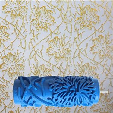 Imagem de Yajun Rolo de pintura para decoração de parede com estampa 3D, cabeça de escova de borracha 12,7 cm para decoração de sala de casa, textura de parede, estêncil, rolo-4