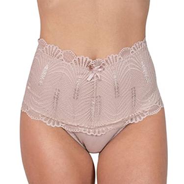 Imagem de Kit 6 Calcinha Cinta Feminina Cós Alto Reforçada Com Renda Compressão Apertar Barriga Lingerie (M)