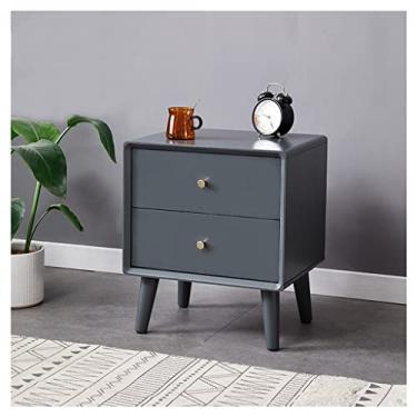 Imagem de Mesas Laterais de Cama com Gaveta Dupla Mesa de Cabeceira Moderna Minimalista Pequeno Apartamento Quarto Mini Armazenamento Armário Casa Madeira Mesa de Cabeceira para Quarto (Cor: D)