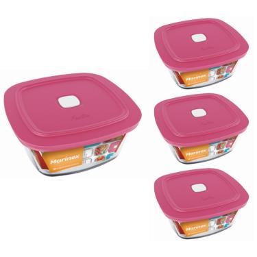 Imagem de Pote Vidro Quadrado Facilita C/ Tampa 500ml Marinex 3Un