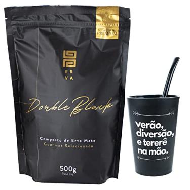 Imagem de KIT DE TERERÉ ERVA MATE PARA TERERÉ + BOMBA EPOX PRETA19CM + COPO 350ML (Double Black)