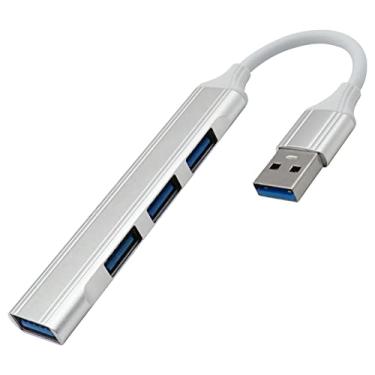 Imagem de Extensor USB de 4 portas, hub USB 3.0 de liga de alumínio, porta USB multi para laptop, ultraleve e pequeno, compatível com PCs, laptops, impressoras, pen drives, discos rígidos removíveis