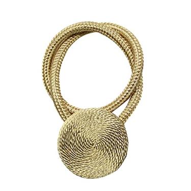 Imagem de 2 peças prendedor de cortina magnético pérola bola suporte para cortinas tieback decoração de casa pendurada fivela fivela para trás acessórios de quarto, ouro escuro, 45,50 cm