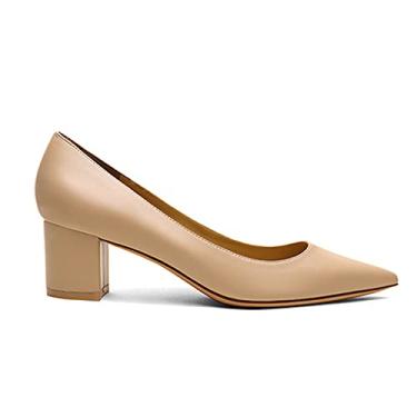 Imagem de Sapatos femininos de salto alto grosso, salto baixo, bico fechado, bico fino, grosso, salto alto, sapatos de casamento