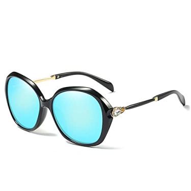 Imagem de Óculos de sol polarizados olho de gato filme colorido anti uv óculos de sol flores óculos de sol feminino designer uv400, c04 preto azul, embalagem A