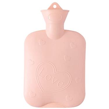 Imagem de Garrafa reutilizável de água quente de PVC clássico premium bolsa de água quente para compressas quentes, aquecedor de pés de mão, dismenorreia do ombro do pescoço alívio da dor, para mulheres, rosa, 27x16cm