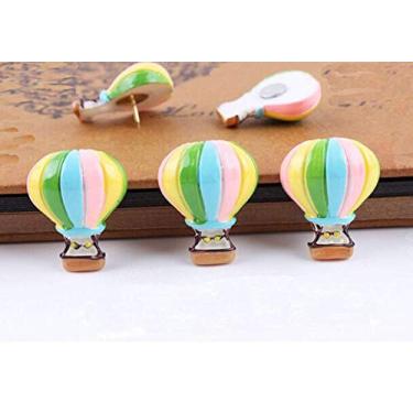 Imagem de 10 peças de design de balão de ar quente pinos de desenho, pinos/tachinhas criativos decorativos para escola, casa e escritório