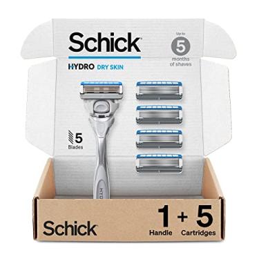Imagem de Schick Hydro Dry Skin Razor – 1 cabo com 5 recargas, 5 lâminas de barbear masculinas