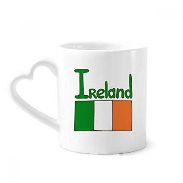 Imagem de Caneca com estampa verde da bandeira nacional da Irlanda café cerâmica copo de coração de vidro