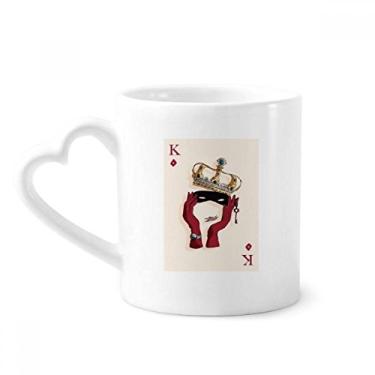 Imagem de Baralho de cartas diamante padrão K caneca café cerâmica copo de coração de vidro