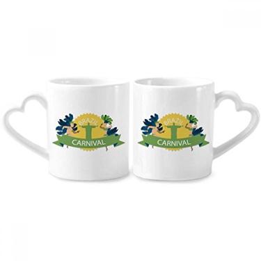 Imagem de Mount Corcovado Hula Brasil Carnaval Casal Caneca Conjunto Cerâmica Amante Copo Coração Alça