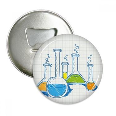 Imagem de Tubo de ensaio padrão química líquida abridor de garrafas ímã de geladeira emblema multifuncional