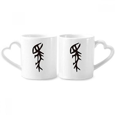 Imagem de Conjunto de canecas de porcelana com inscrição de osso sobrenome chinês personagem mãe casal conjunto de canecas de cerâmica para amantes de coração