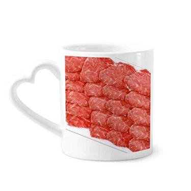 Imagem de Caneca com textura de comida de carne crua para café cerâmica copo de coração de vidro