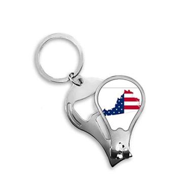 Imagem de Virginia USA mapa estrelas listras formato de bandeira cortador de unha abridor chaveiro tesoura