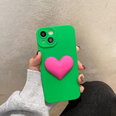 Imagem de Capa de telefone de silicone fosco de coração de amor bonito 3d para iphone 12 13 pro max 11 x xr 7 8 plus se 3 câmera capa macia protetora, a, para iphone 11
