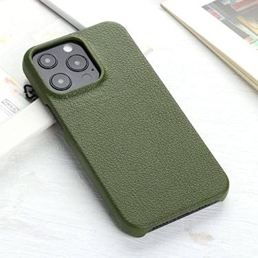 Imagem de Capa de couro de grão de lichia para iPhone 14 13 11 12 Pro Max 13 Mini XR X XS Max 14 Plus Capa traseira, verde, para iPhone 11Pro Max