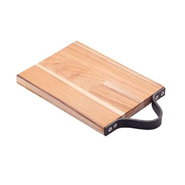 Imagem de Tábua de Madeira com Alça em Couro Teca 25cm x 15cm x 2cm - Woodart